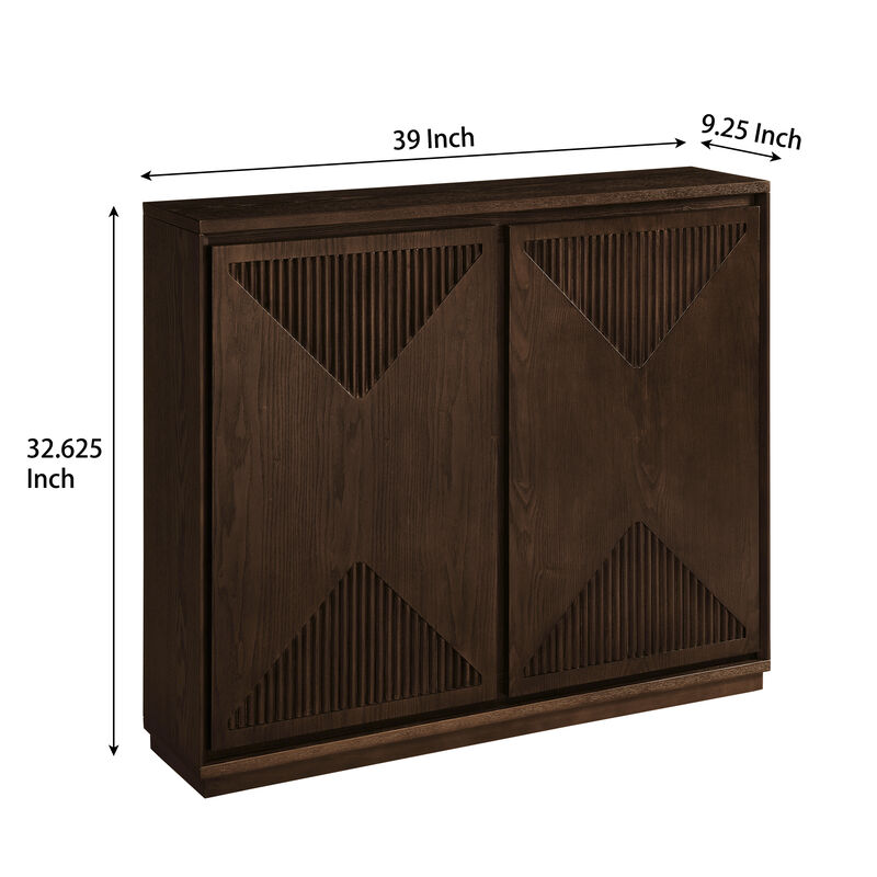 Merax Elegant V-Shape Fluted Sideboard - Multifunctional Storage Cabinet with Outlet Holes image number 5