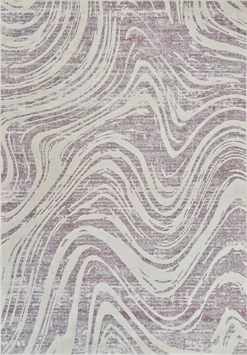 HomeRoots Sandstone Echo Beige And Purple Abstract Distressed Area Rug