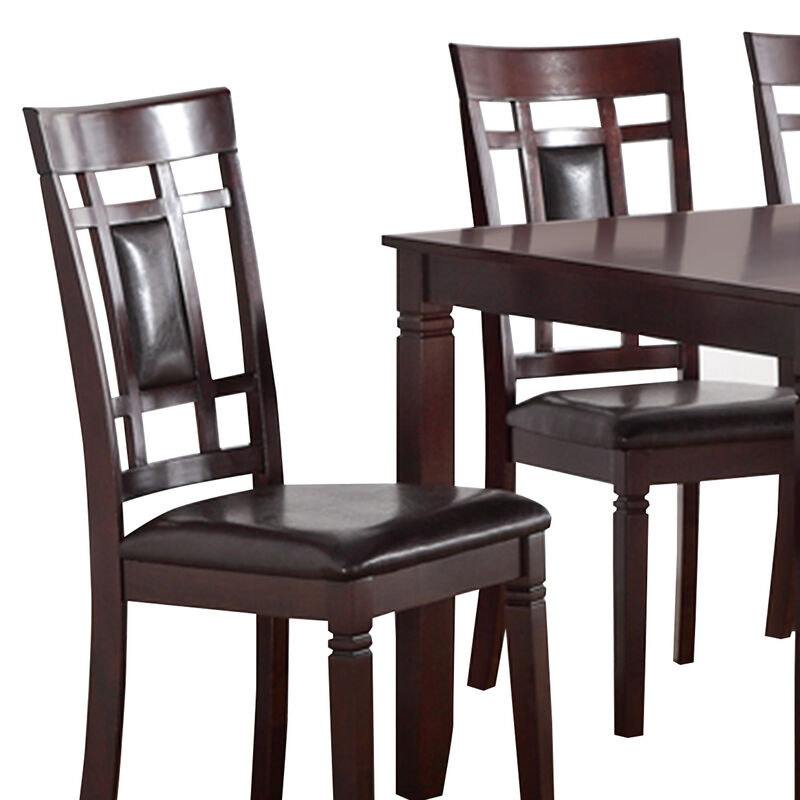 Modish 7 Pieces Dining Set of Rubber Wood In Espresso Brown - Benzara