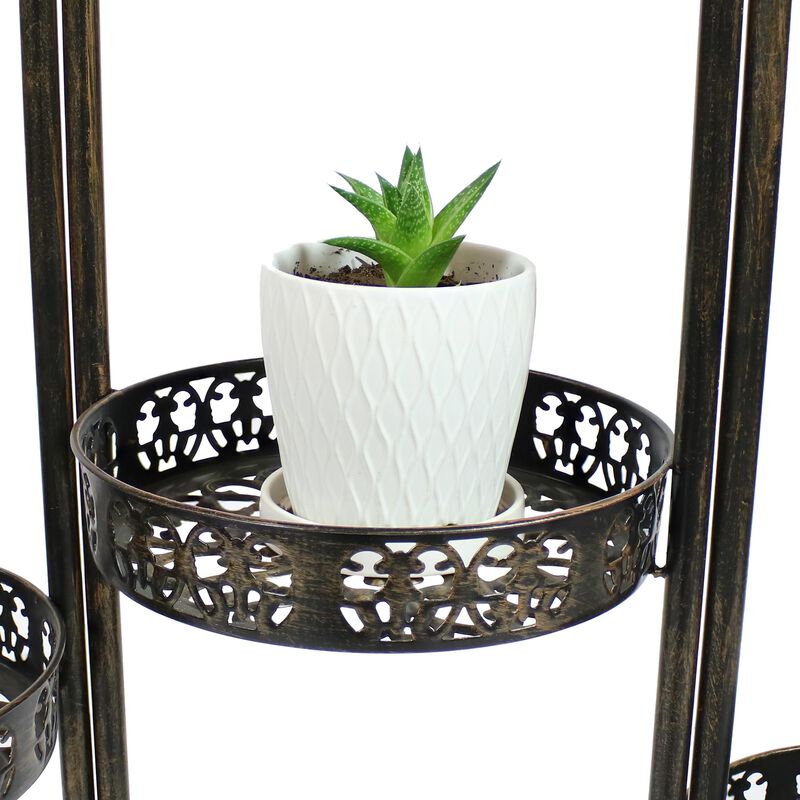 Sunnydaze Bronze Steel 10-Tier Staggered Folding Plant Stand - 46.5 in