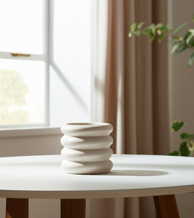 HomeRoots 12" Cream Cylinder Ceramic Table Vase