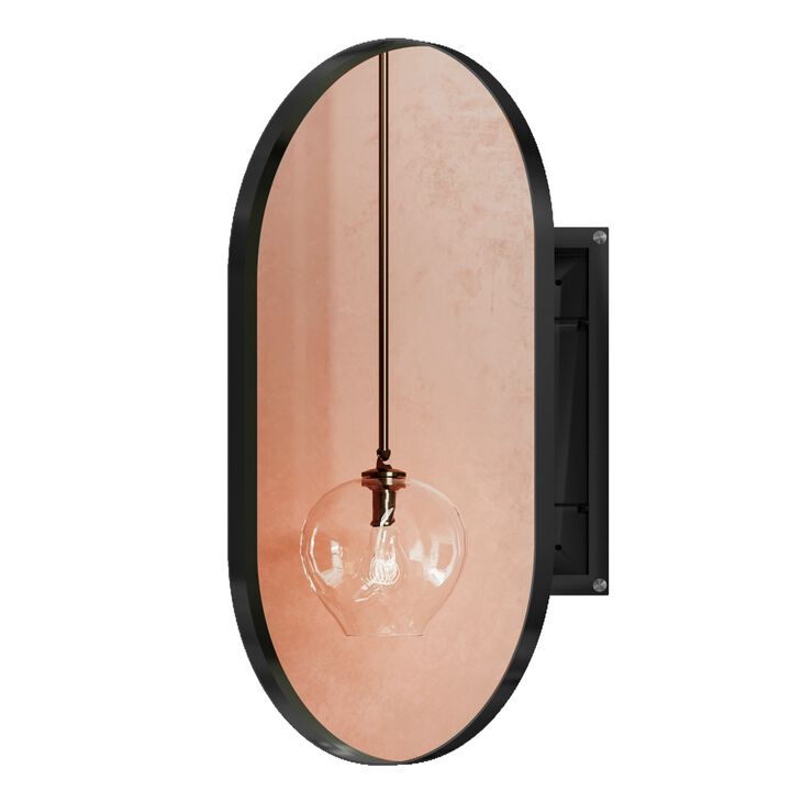 ELEMENT ACE 20x34 Inch Oval Recessed Medicine Cabinet with Mirror and Adjustable Shelves