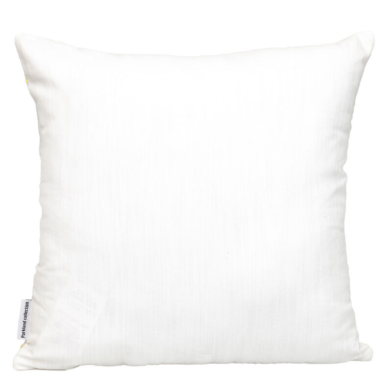 HomeRoots 18" Yellow and White Geometric Cotton Throw Pillow With Embroidery image number 2