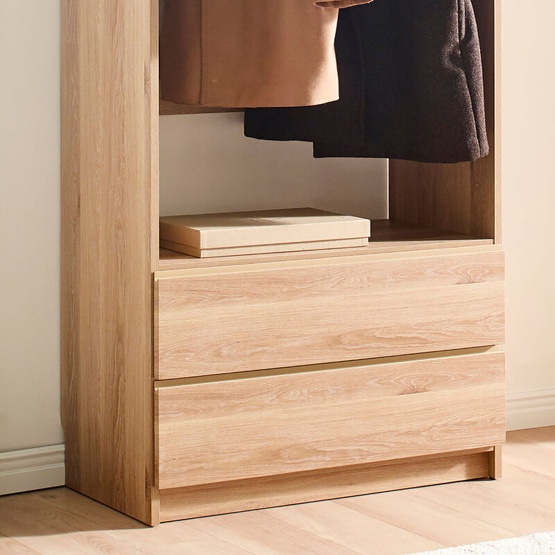 Prosper 32" Oak Wood Walk-in Closet with Two Drawers