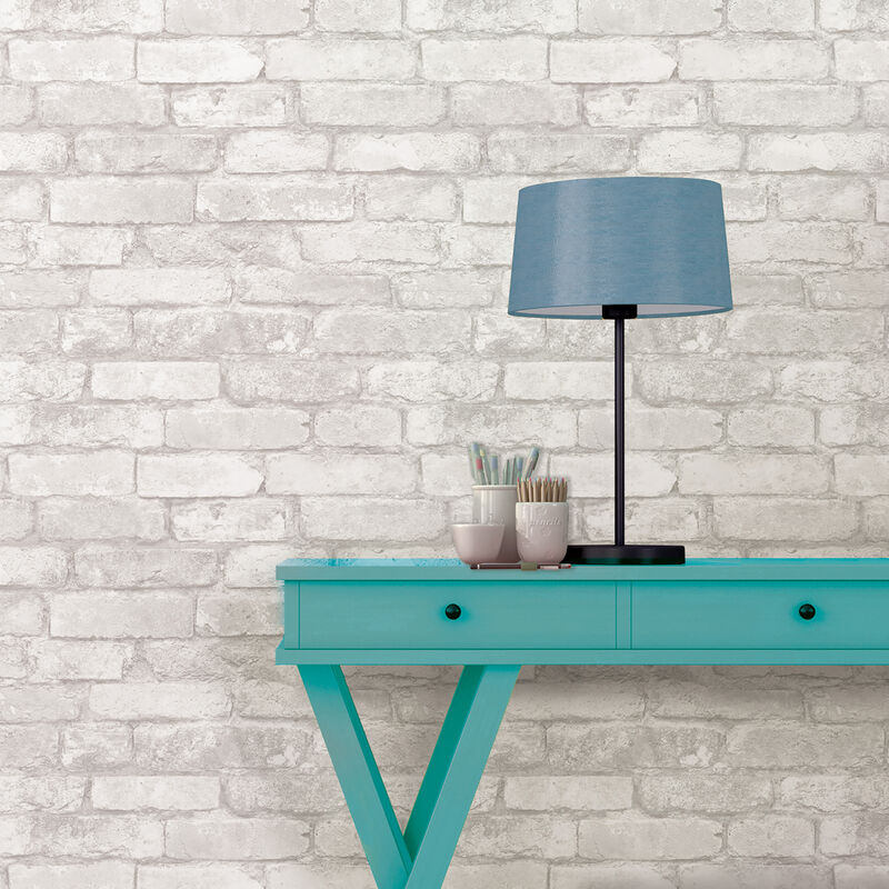 Buchanan Off White Brick Peel & Stick Wallpaper image number 1