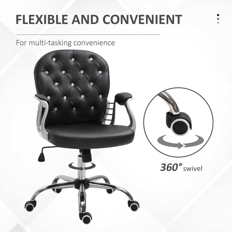 Hivvago PU Leather Office Chair with Tufted Back and Swivel Base image number 5