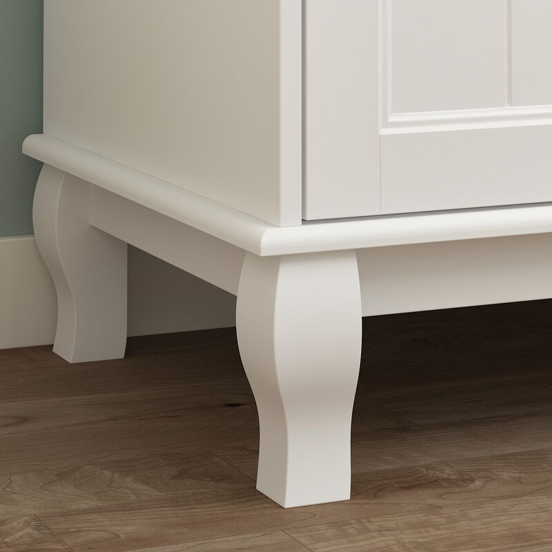 FUFU&GAGA Contemporary 4-Door Wardrobe Closet with Hanging Rod, 2 Drawers, and 4 Storage Compartments, (63" W x 18.9" D x 71.3" H), White