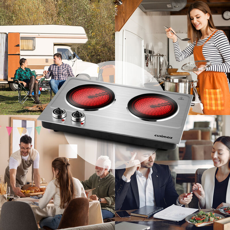 Cusimax 1800W Infrared Ceramic Electric Hot Plate for Cooking, Portable Countertop Burner Glass Heating Plate with 2 Knob Control image number 8