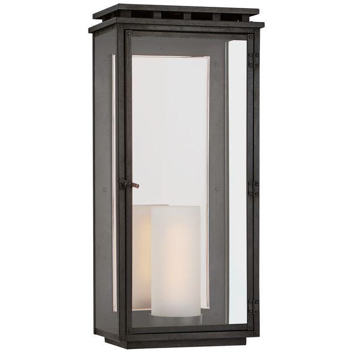 Cheshire Large 3/4 Wall Lantern in Aged Iron with Clear Glass