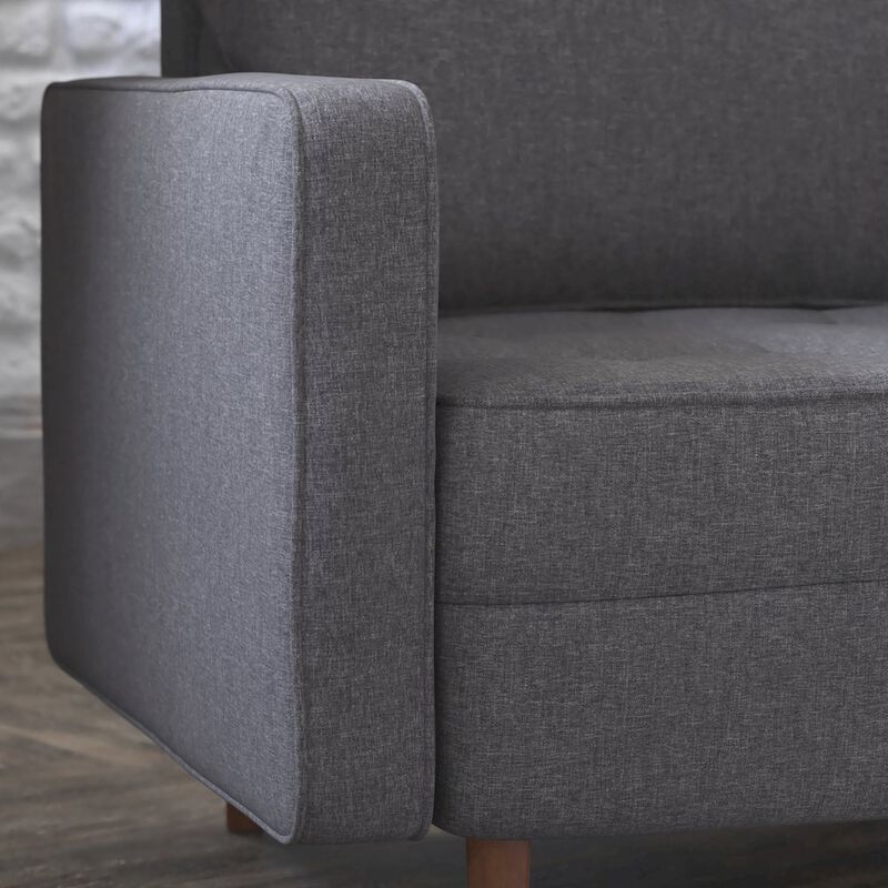 Flash Furniture Armchair with Tufted Faux Linen Upholstery, Solid Wood Legs in Dark Gray image number 9