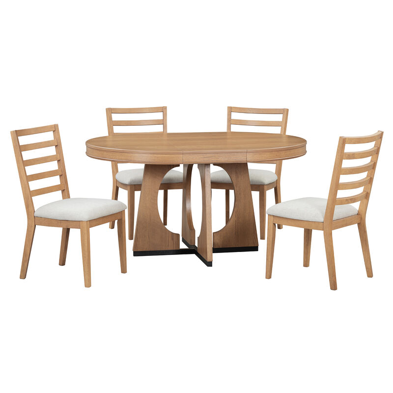 Merax Retro Rustic Functional 5 Pieces Dining Set