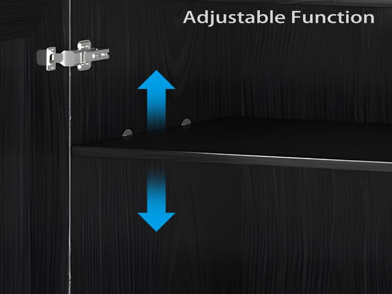 62’’ Black Wood Grain 6-Story Decorative Storage Cabinet with Wicker Door