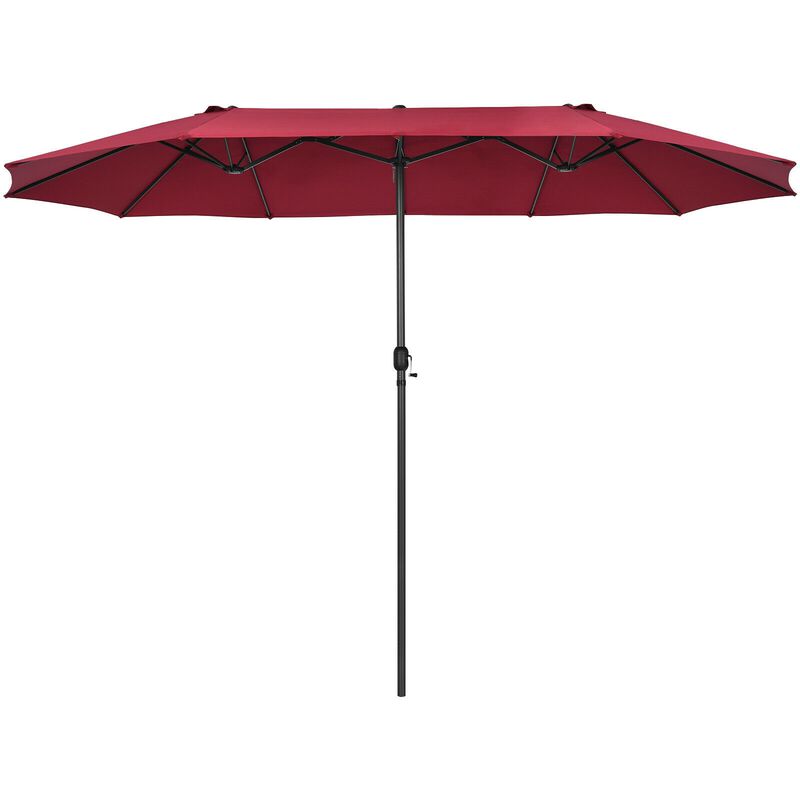 Extra-Wide Patio Umbrella &ndash; Dual Canopy with Crank Lift for Backyard or Garden