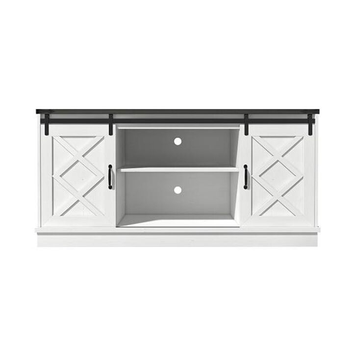 Mondawe Farmhouse 58 Inch TV Stand,Living Room Wooden Media TV Console