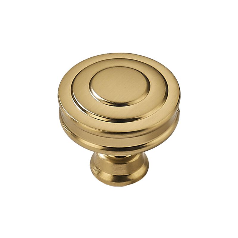 khtumeware 5 Pack 1-1/4 Inch(32mm) Brushed Brass Round Cabinet Knobs Heavy Duty Soild Warm Brass Cabinet Knobs Kitchen Brushed G