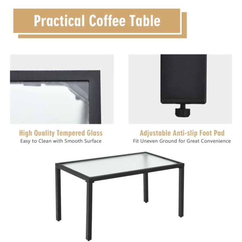 Hivvago 4 Pieces Patio Furniture Set Sofa Coffee Table Steel Frame Garden