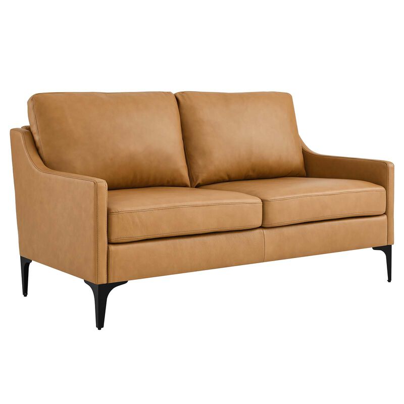 Corland Leather Loveseat Brown image number 2