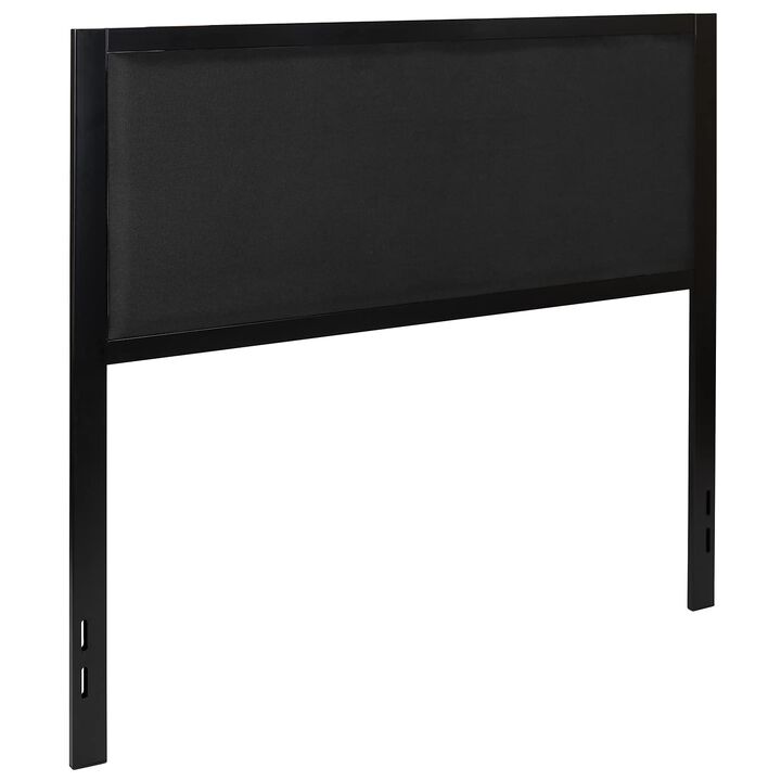 Flash Furniture Melbourne Metal Upholstered Full Size Headboard in Black Fabric