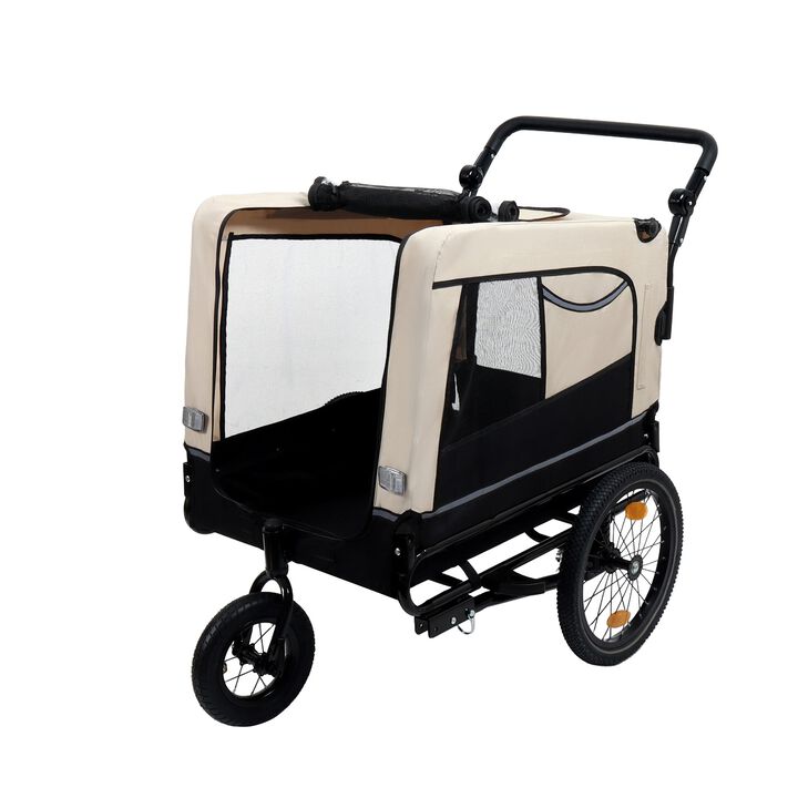 88LB Capacity 2-in-1 Pet Bike Trailer & Push Cart with All-Terrain Wheels