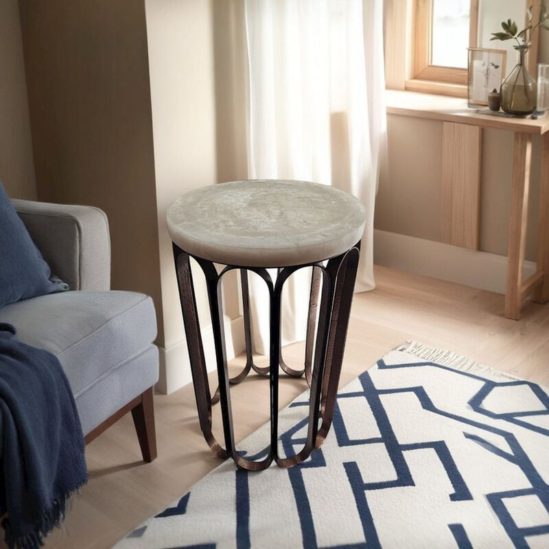 Carolina Chair & Table Luminous Glow Marble Top and Base Side Table - Antique Copper