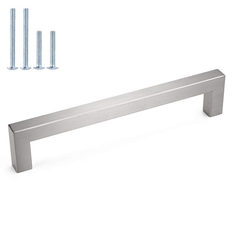 homdiy 20 Pack 6-1/4 Inch Brushed Nickel Cabinet Pulls Square Cabinet Handles - Modern Kitchen Cabinet Handles Stainless Steel C