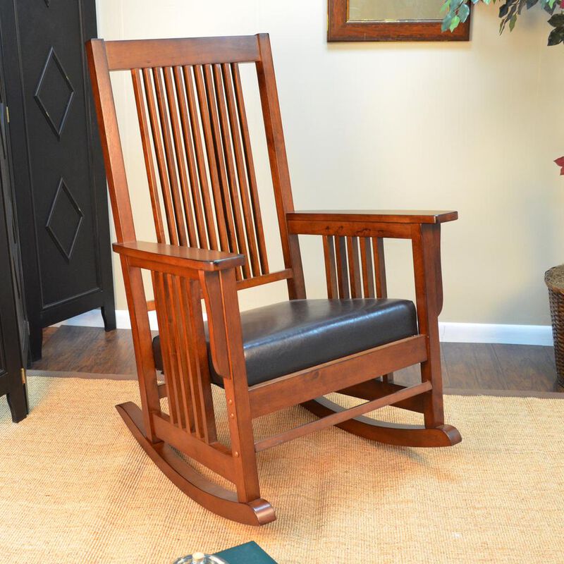 Carolina Living Chestnut Mission Rocker - Brown Upholstery