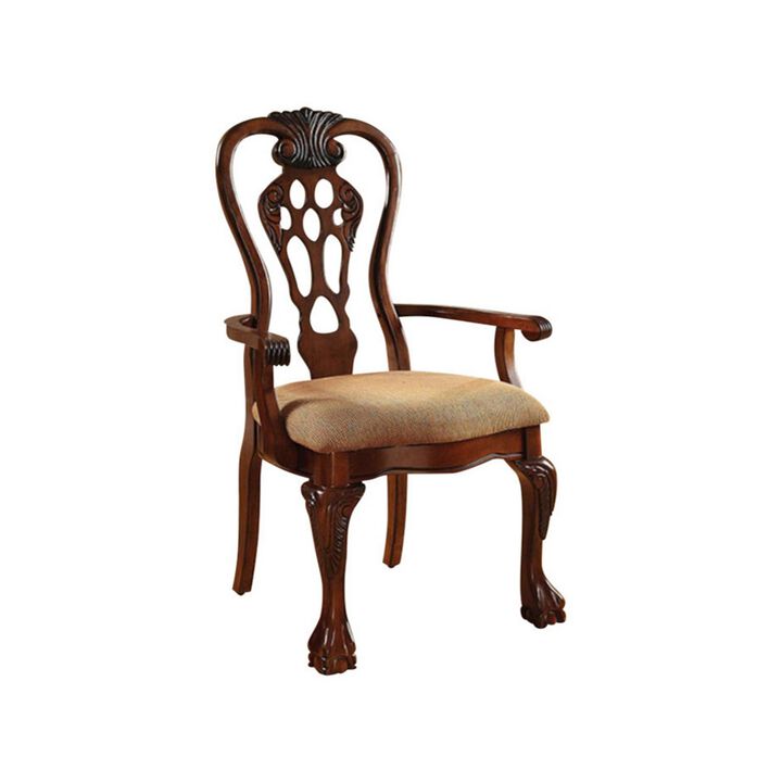 George Town Traditional George Town Arm Chair, Set of 2, Cherry Finish-Benzara