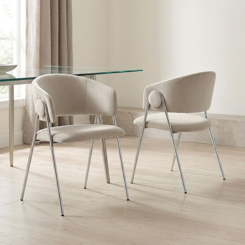 Upholstered Performance Velvet Barrel Dining Chair, Almond Silver, Set of 2 image number 4