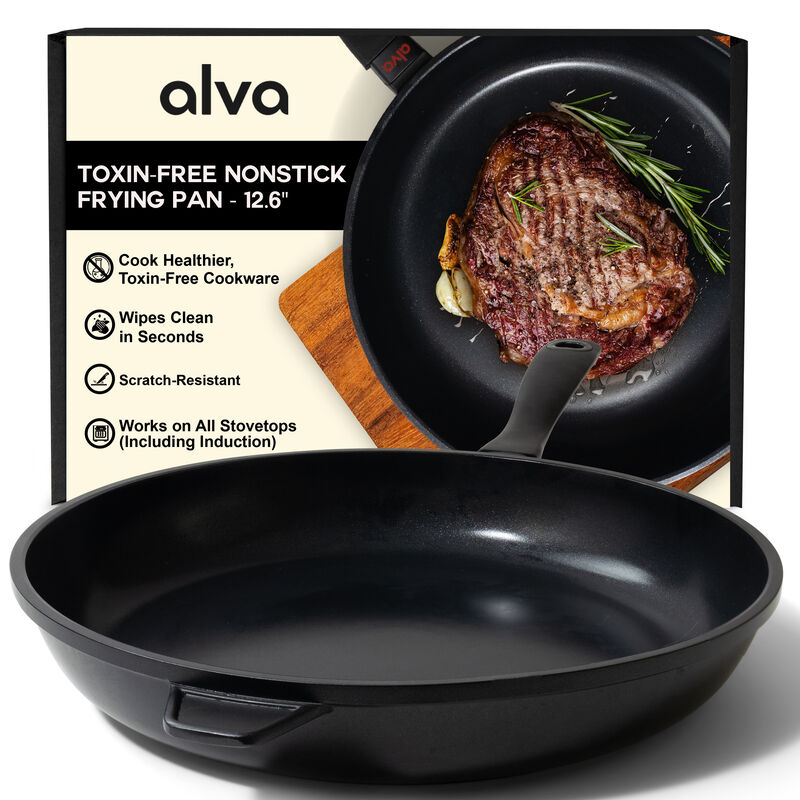 Alva Energy Ceramic Nonstick Frying Pan 9.5" Scratch Resistant Cast Aluminum Healthy Cooking Pan, Stay Cool Handle, Non Toxic, Easy to Clean, Compatible with All Stovetops & Induction Safe
