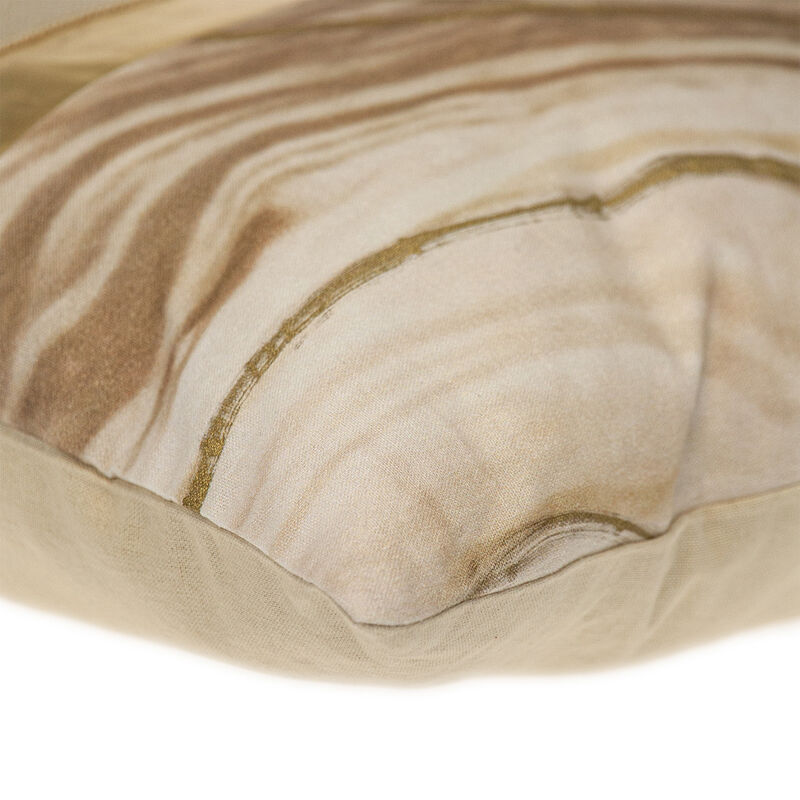 HomeRoots 20" Beige and Gold Striped Cotton Blend Throw Pillow image number 3