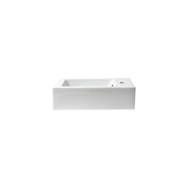 ALFI brand White 20 Small Rectangular Wall Mounted Ceramic Sink with Faucet Hole