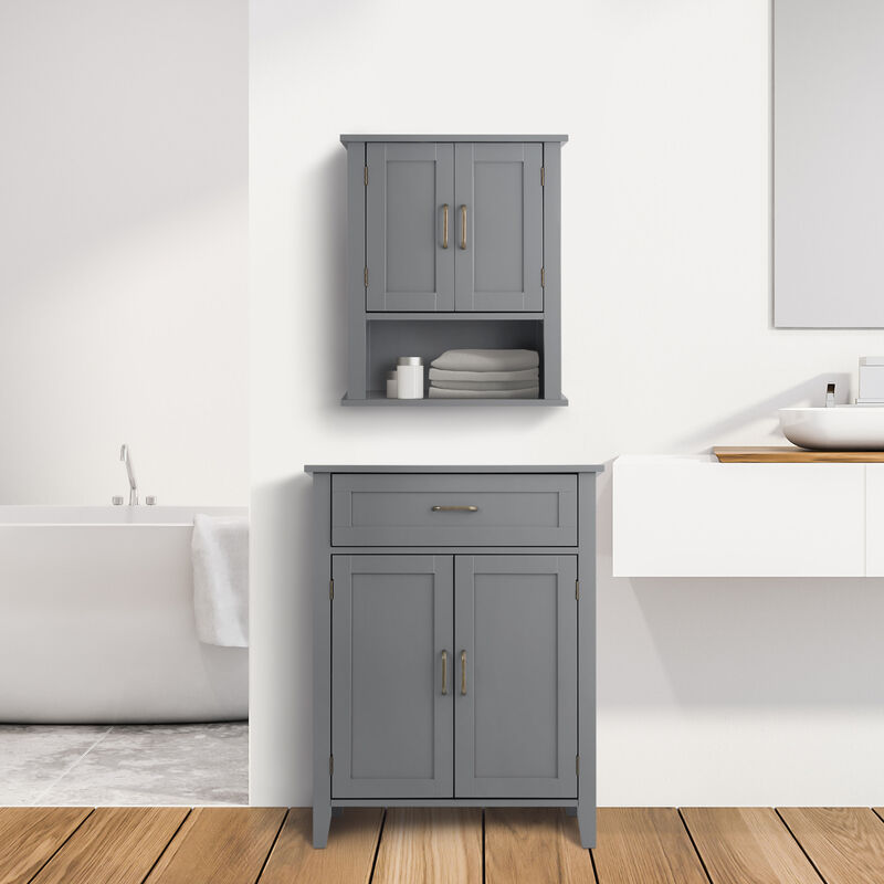 Mercer Removable Two-Door Wall Cabinet with Open Shelf, Gray image number 5