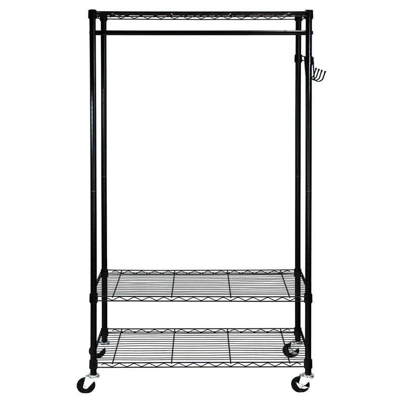 Oceanstar Garment Rack with Adjustable Shelves with Hooks