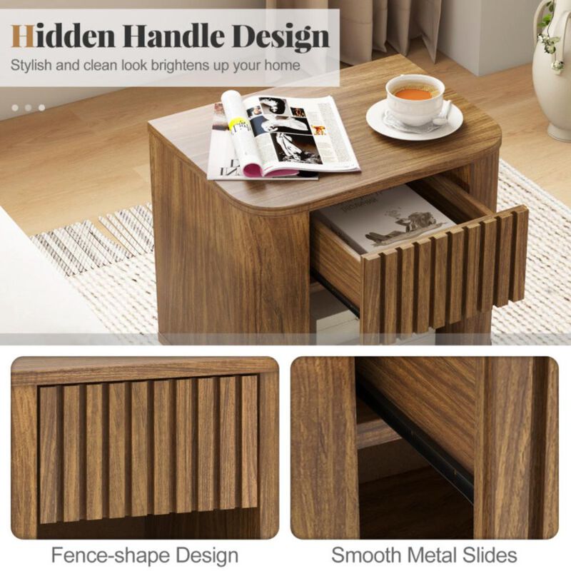 Hivvago Mid-century Wood Nightstand with Drawer and Open Shelf