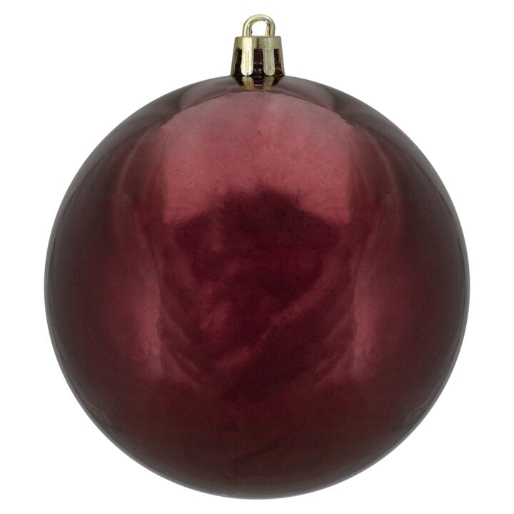 Shiny Burgundy Shatterproof Christmas Ball Ornament 4" (100mm)