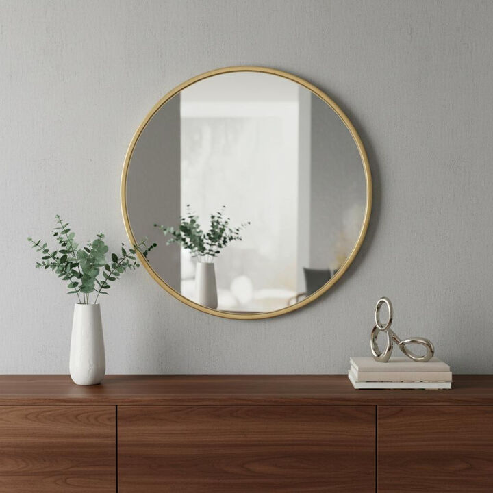 HomeRoots 20" Gold Aluminum Round Framed Accent Mirror
