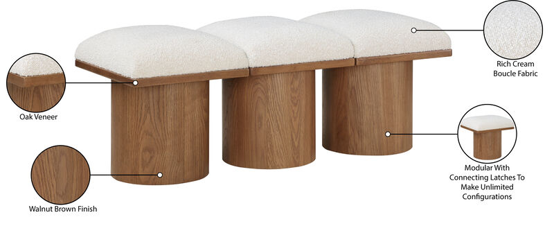 Meridian Furniture Pavilion Cream Boucle Fabric Bench