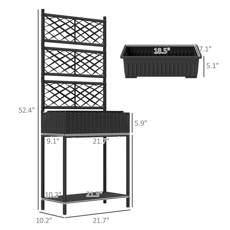 Hivvago Freestanding Raised Planter with Wicker Trellis image number 2