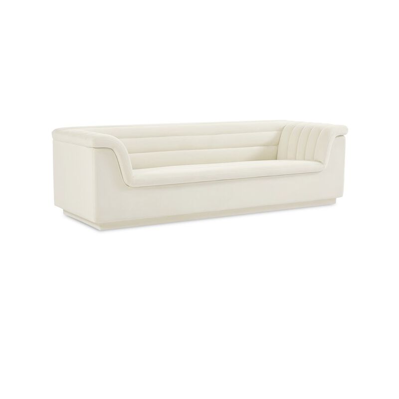 Meridian Furniture Cascade Cream Velvet Fabric Sofa