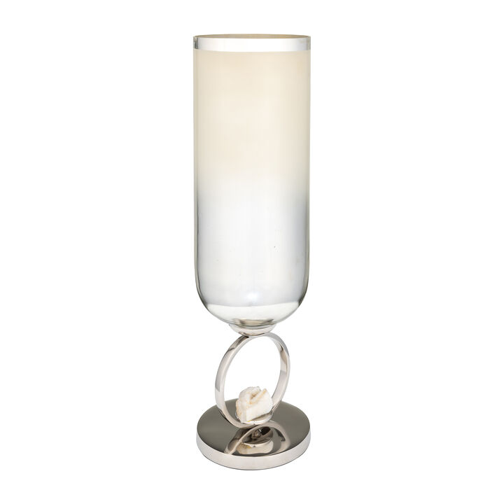 Glass, 21" Vase W/ Metal Base