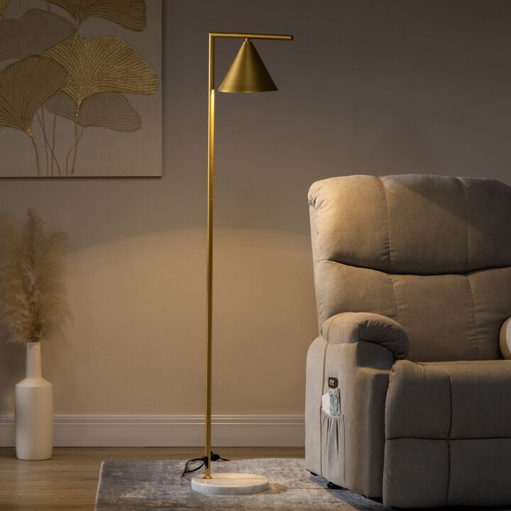 Floor Lamps for Living Room, Modern Standing Lamp with Adjustable Head, 13.75"x10.25"x60.25", Gold