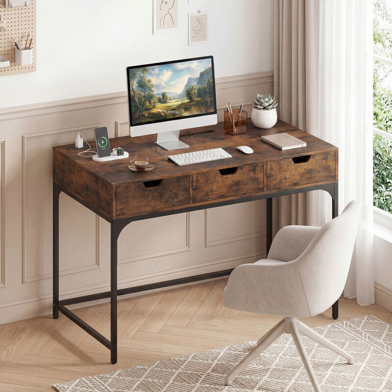 Home Office Desk with Power Outlets and Hidden Storage Compartment image number 6
