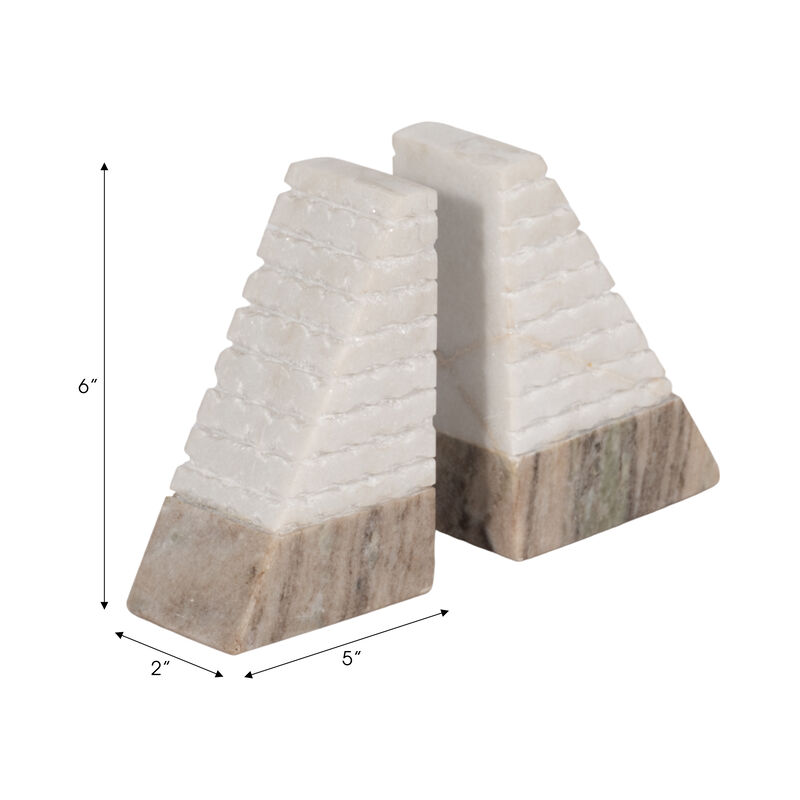 Marble 6" Pyramid Bookends Set