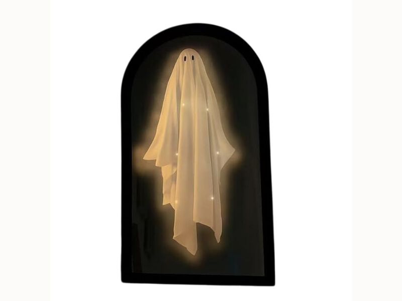2025 Ghost Hologram Mirror – LED Haunted Wall Decor with Creepy Eyes for Halloween Bedroom