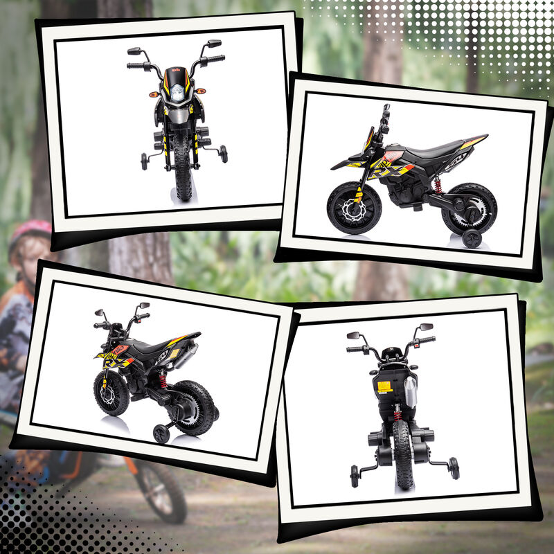 BreeBe 12V Aprilia Licenced Kids Motorcycle with Training Wheels, Spring Suspension, LED Light, USB, Music image number 7