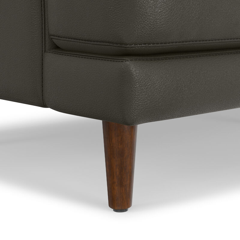 Livingston 76 inch Wide Mid-Century Modern Sofa in Coal Top Grain Genuine Leather