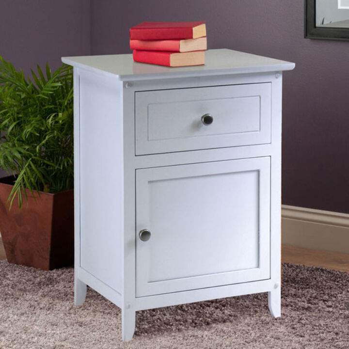 Winsome Wood Night Stand/ Accent Table with Drawer and cabinet, White
