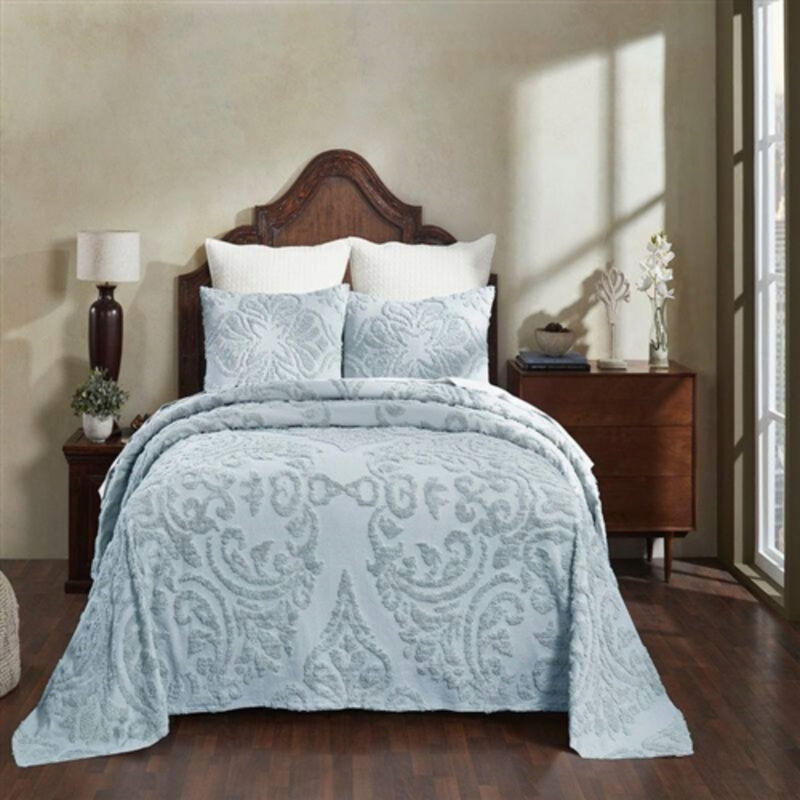 100% Cotton Chenille 3-Piece Bedspread Set – Soft Textured Coverlet with Shams