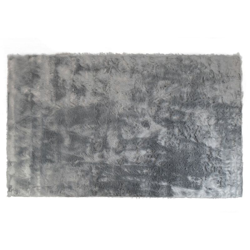 Glamour Home Auriel Faux Sheepskin Fur Area Rug Gray Rectangular 5x3