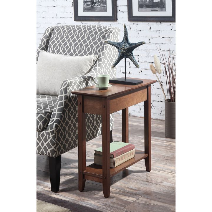 Convenience Concepts American Heritage Flip Top End Table with Shelf, Walnut
